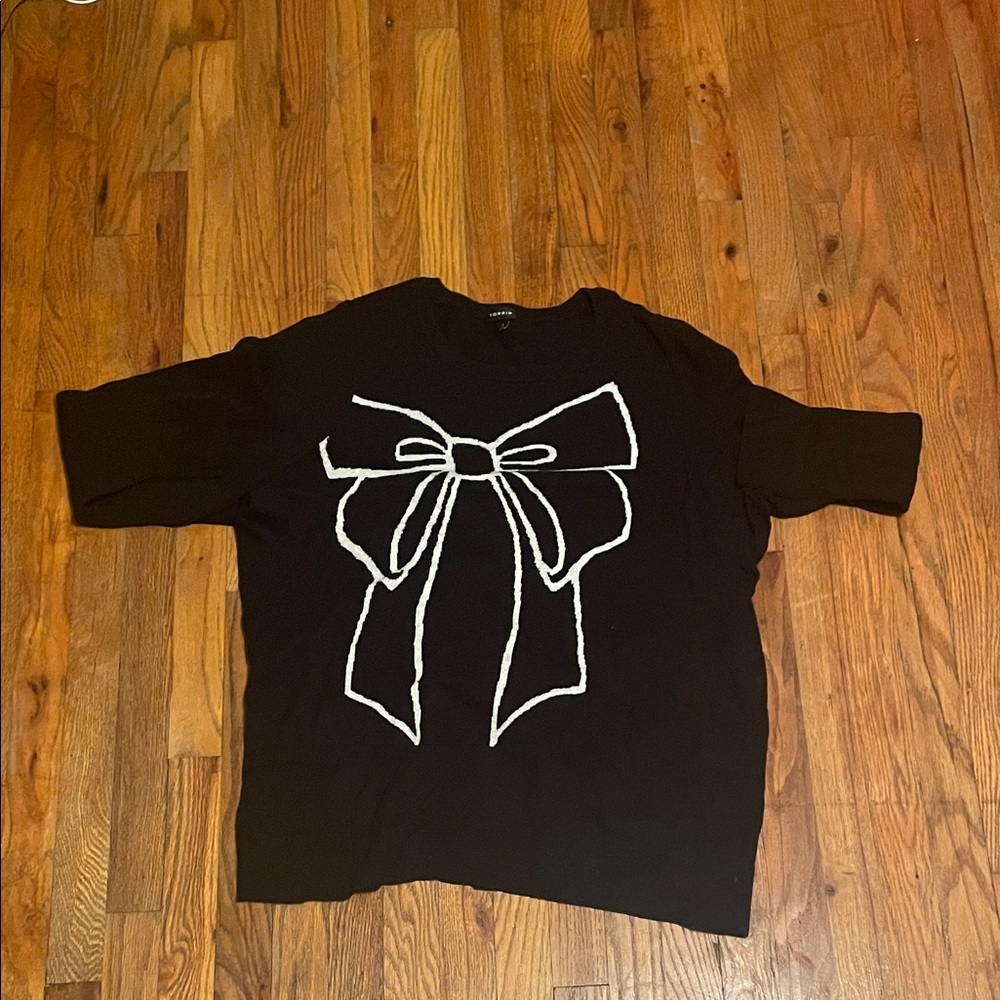 Torrid Black Sweater with White Bow Design